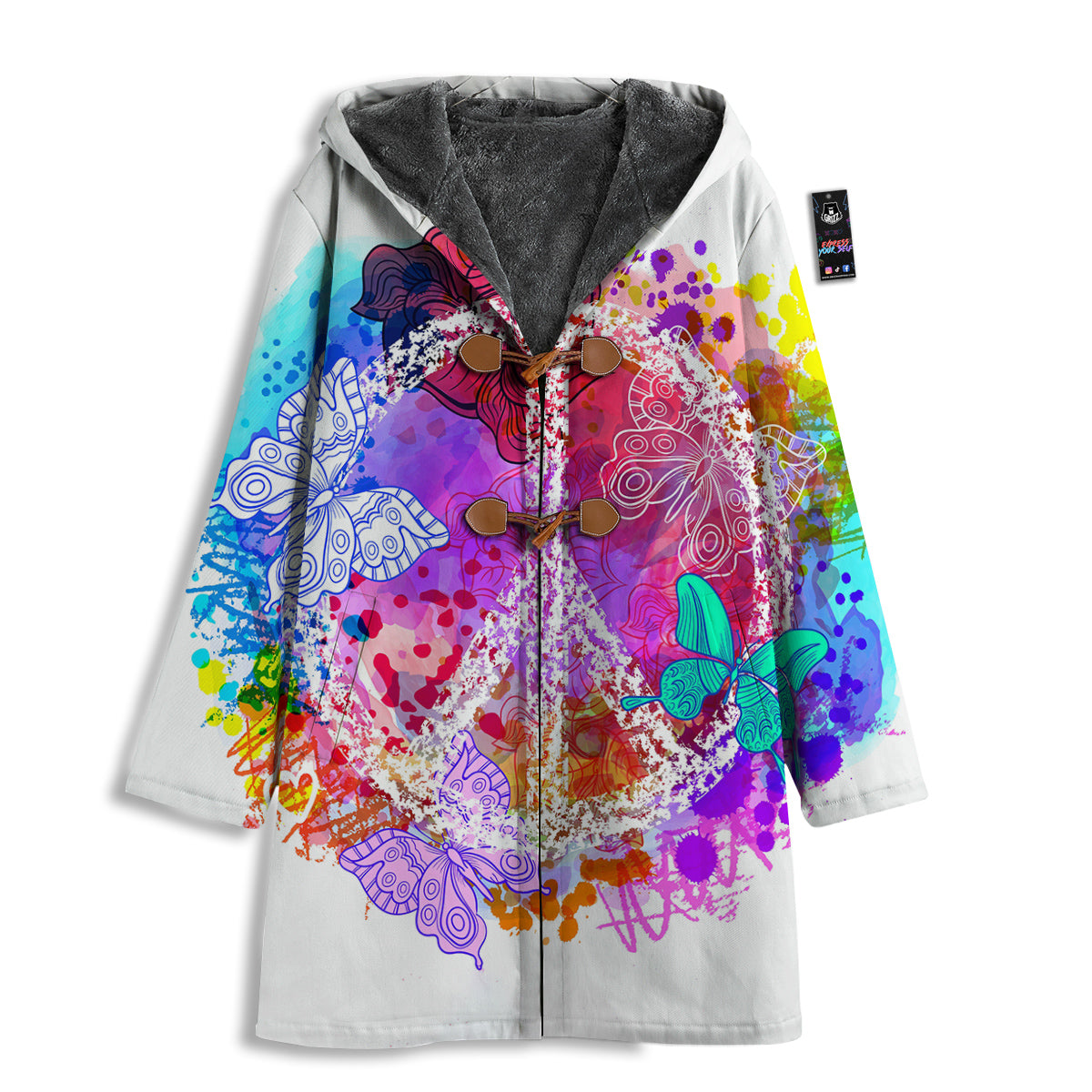 Peace Signs Colorful Hippie Print Men's Windbreaker Jacket-grizzshop