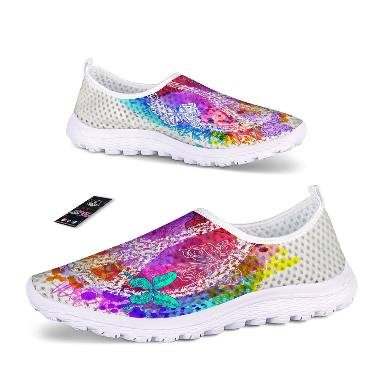 Peace Signs Colorful Hippie Print Nurse Shoes-grizzshop