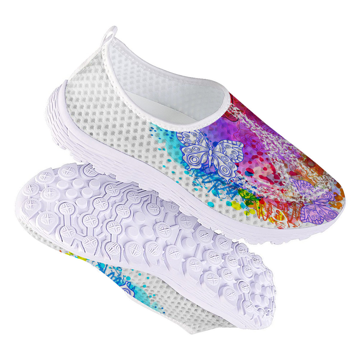 Peace Signs Colorful Hippie Print Nurse Shoes-grizzshop