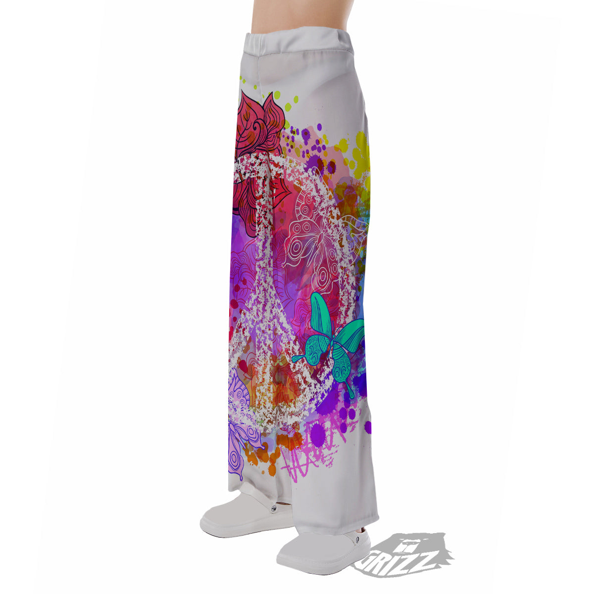 Peace Signs Colorful Hippie Print Pajama Pants-grizzshop