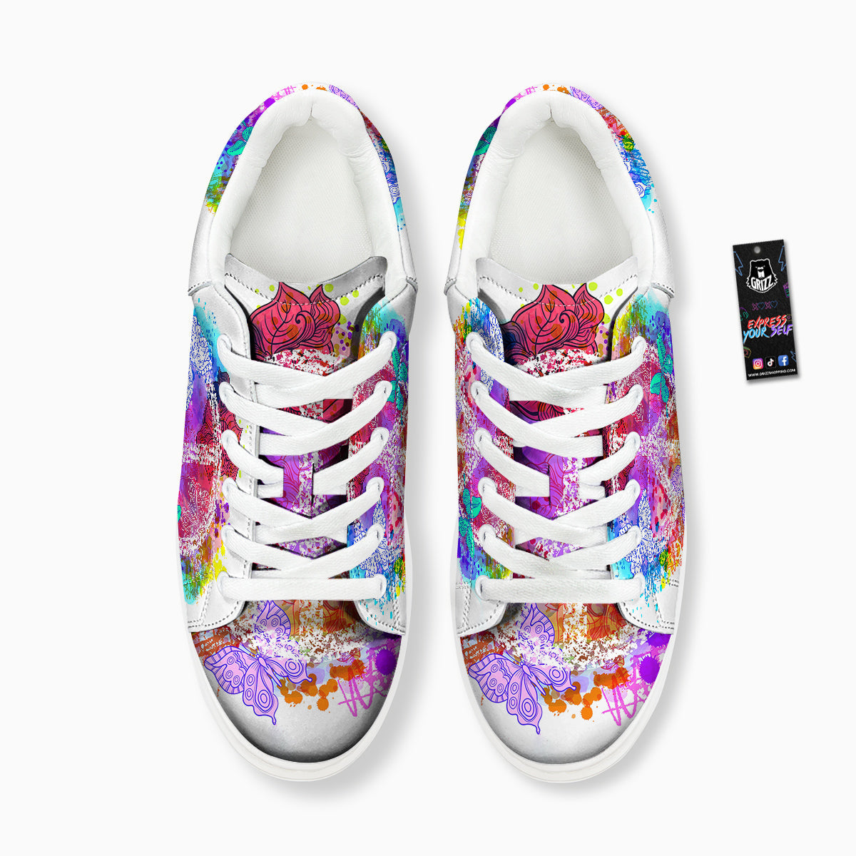 Peace Signs Colorful Hippie Print Platform Shoes-grizzshop