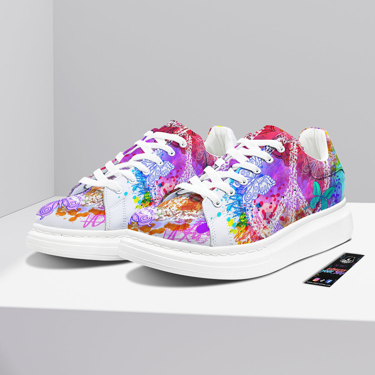 Peace Signs Colorful Hippie Print Platform Shoes-grizzshop