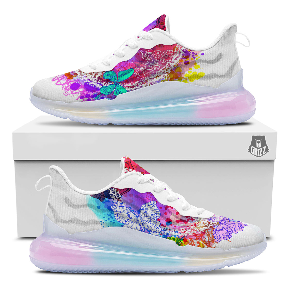 Peace Signs Colorful Hippie Print Running Sneakers-grizzshop