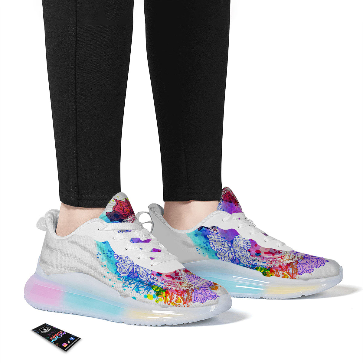 Peace Signs Colorful Hippie Print Running Sneakers-grizzshop