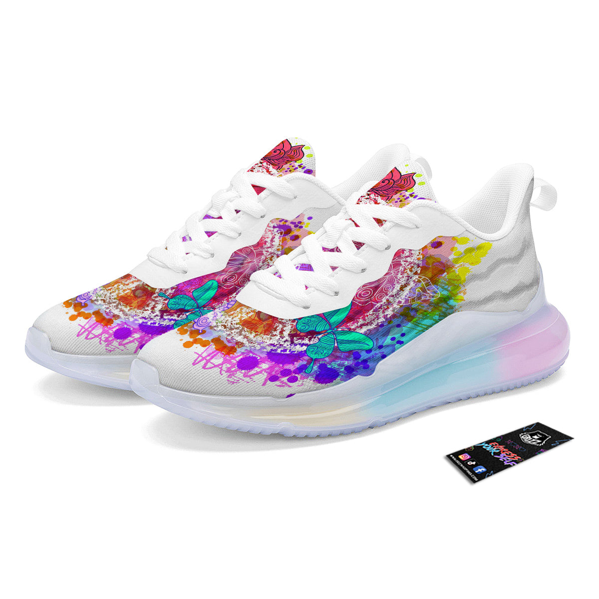 Peace Signs Colorful Hippie Print Running Sneakers-grizzshop