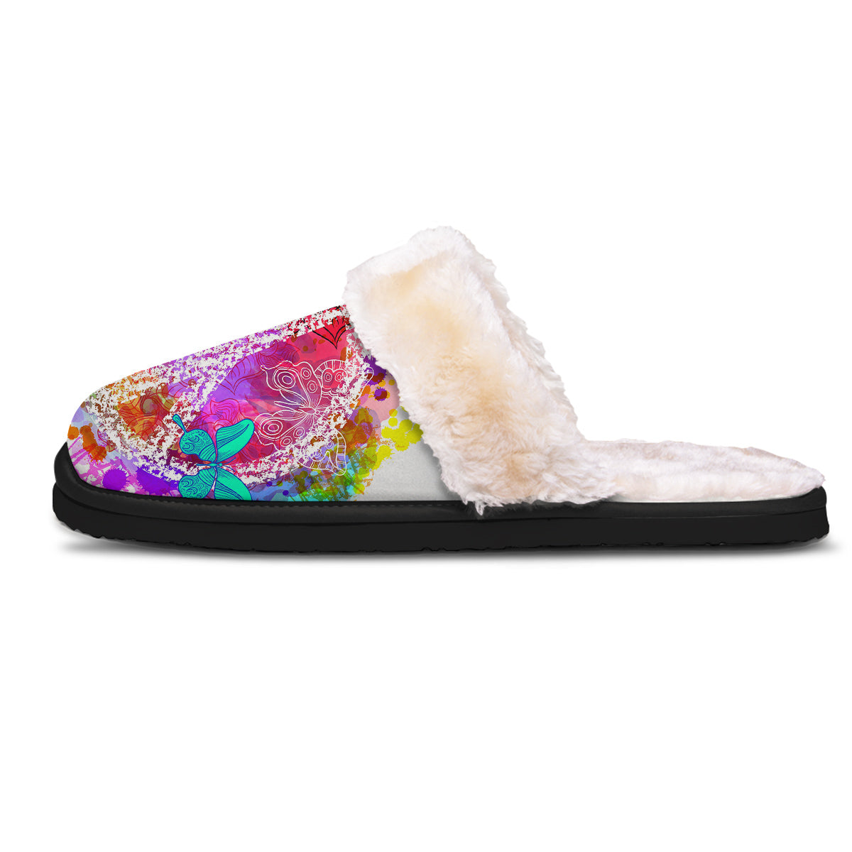Peace Signs Colorful Hippie Print Slippers-grizzshop