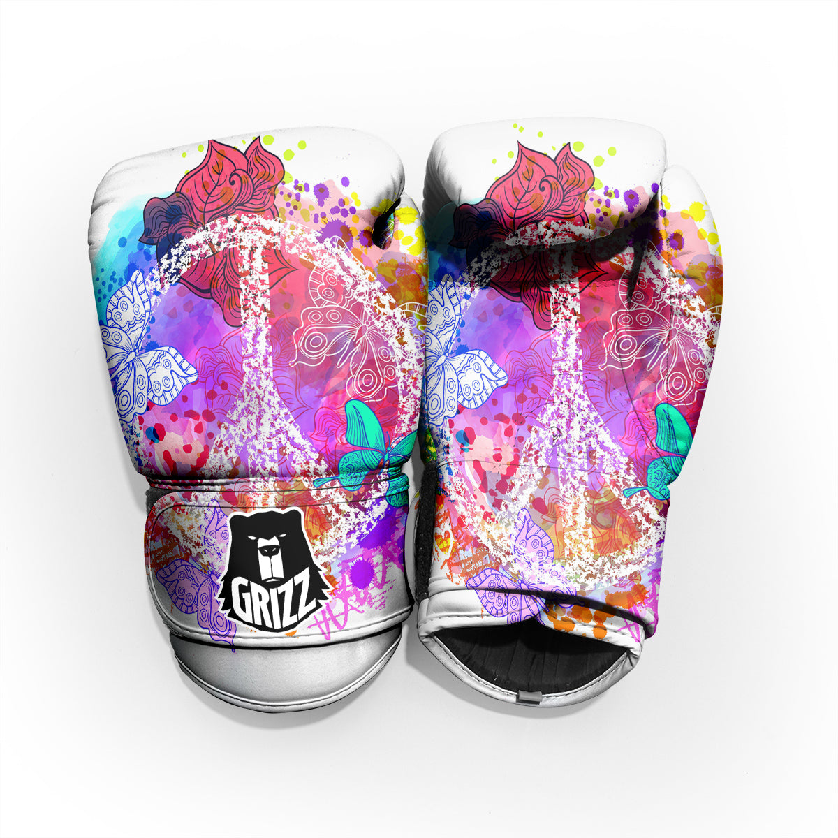 Peace Signs Colorful Hippie Print Pro Boxing Glove