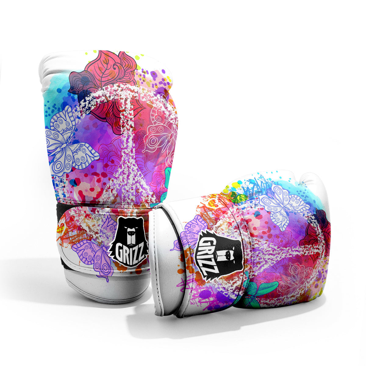 Peace Signs Colorful Hippie Print Pro Boxing Glove
