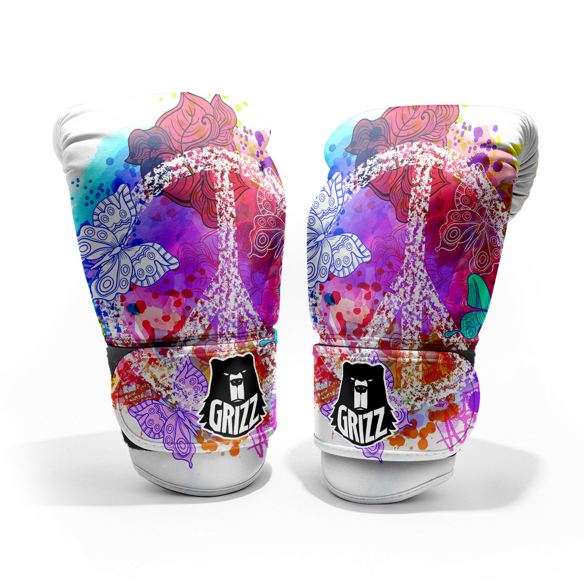 Peace Signs Colorful Hippie Print Pro Boxing Glove