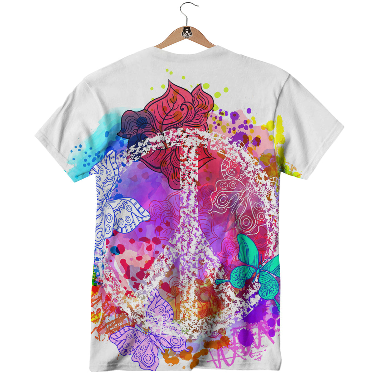 Peace Signs Colorful Hippie Print T-Shirt-grizzshop