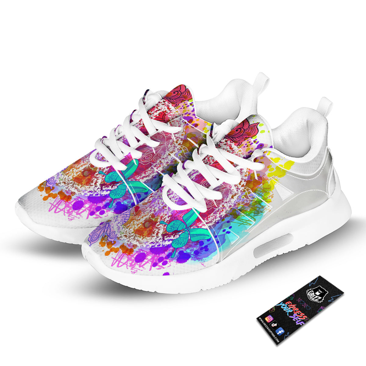 Peace Signs Colorful Hippie Print Tennis Shoes-grizzshop