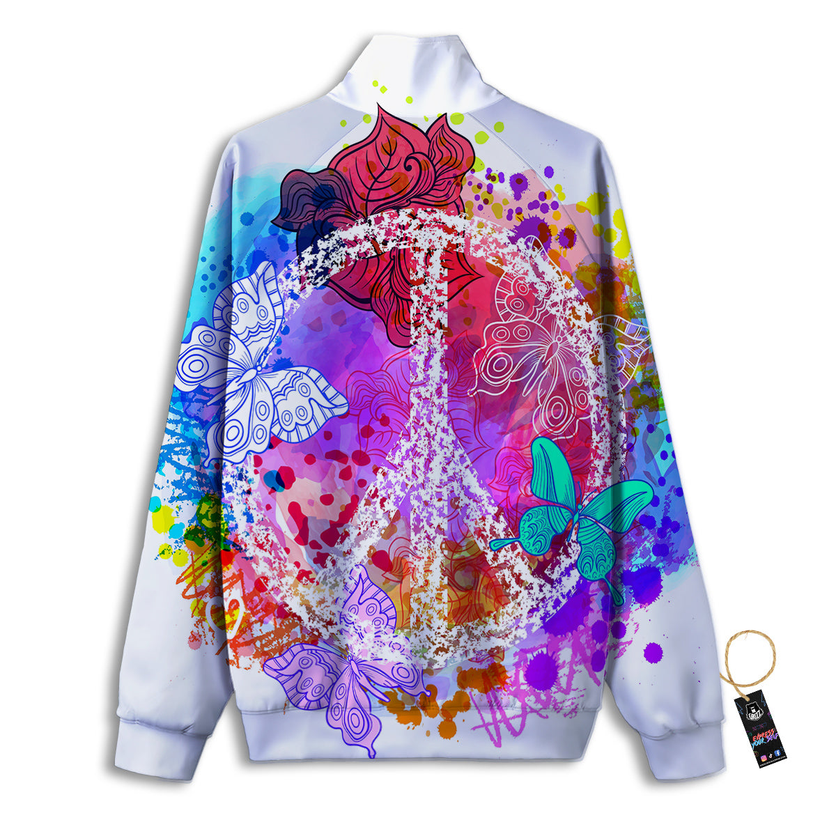 Peace Signs Colorful Hippie Print Track Jacket-grizzshop