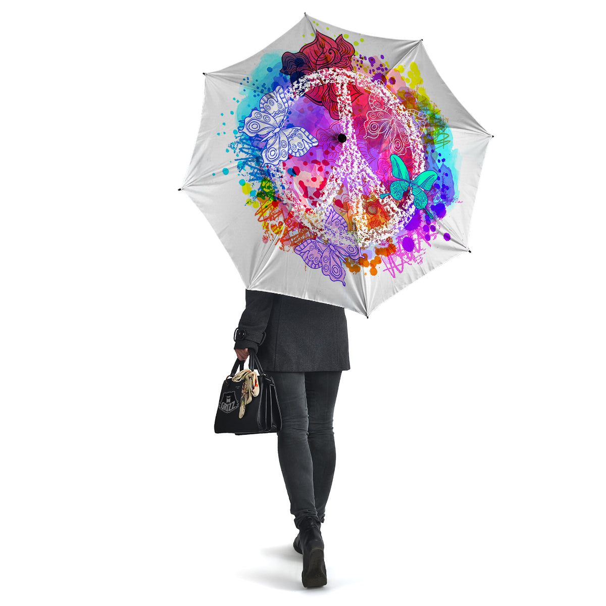 Peace Signs Colorful Hippie Print Umbrella-grizzshop