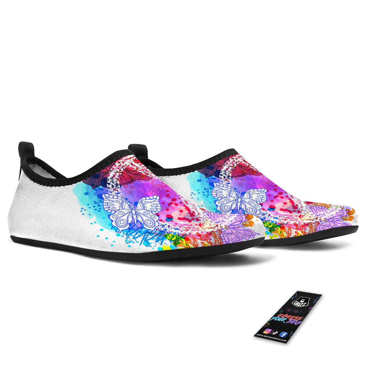 Peace Signs Colorful Hippie Print Water Shoes-grizzshop