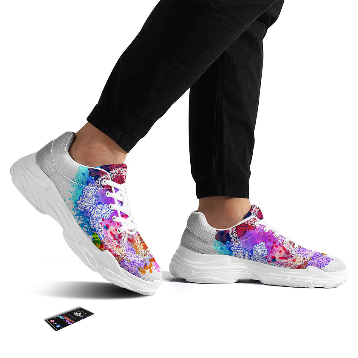 Peace Signs Colorful Hippie Print White Chunky Shoes-grizzshop