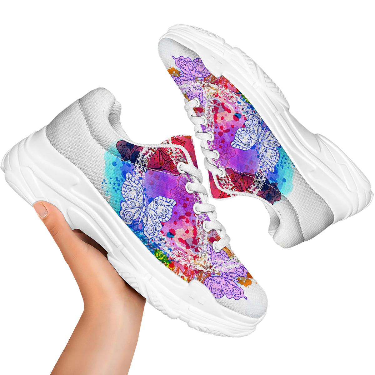 Peace Signs Colorful Hippie Print White Chunky Shoes-grizzshop