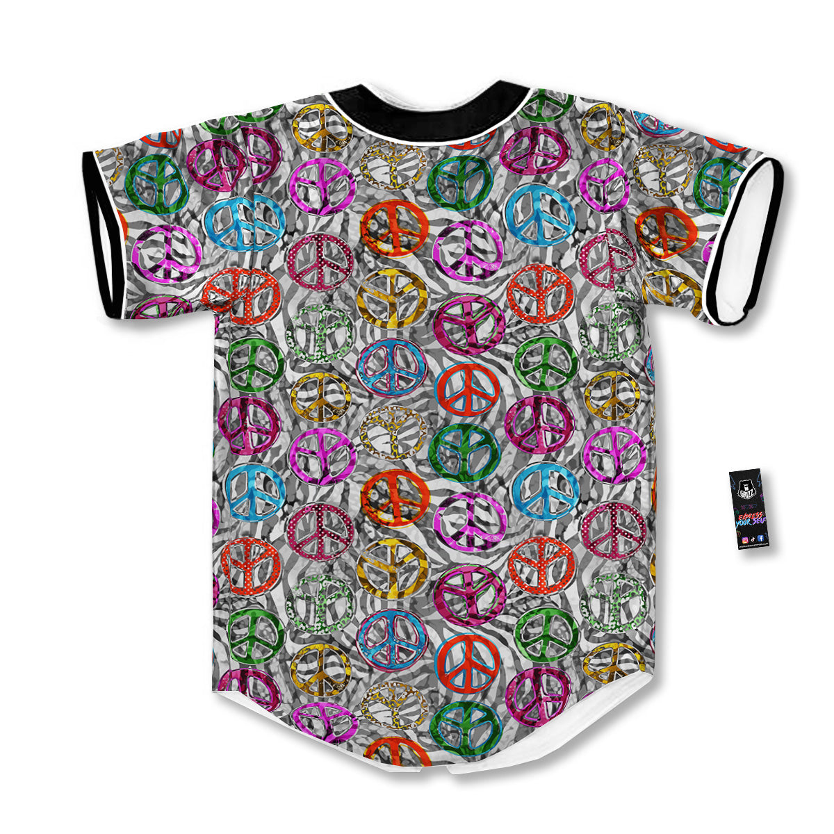 Peace Signs Zebra Print Pattern Baseball Jersey-grizzshop