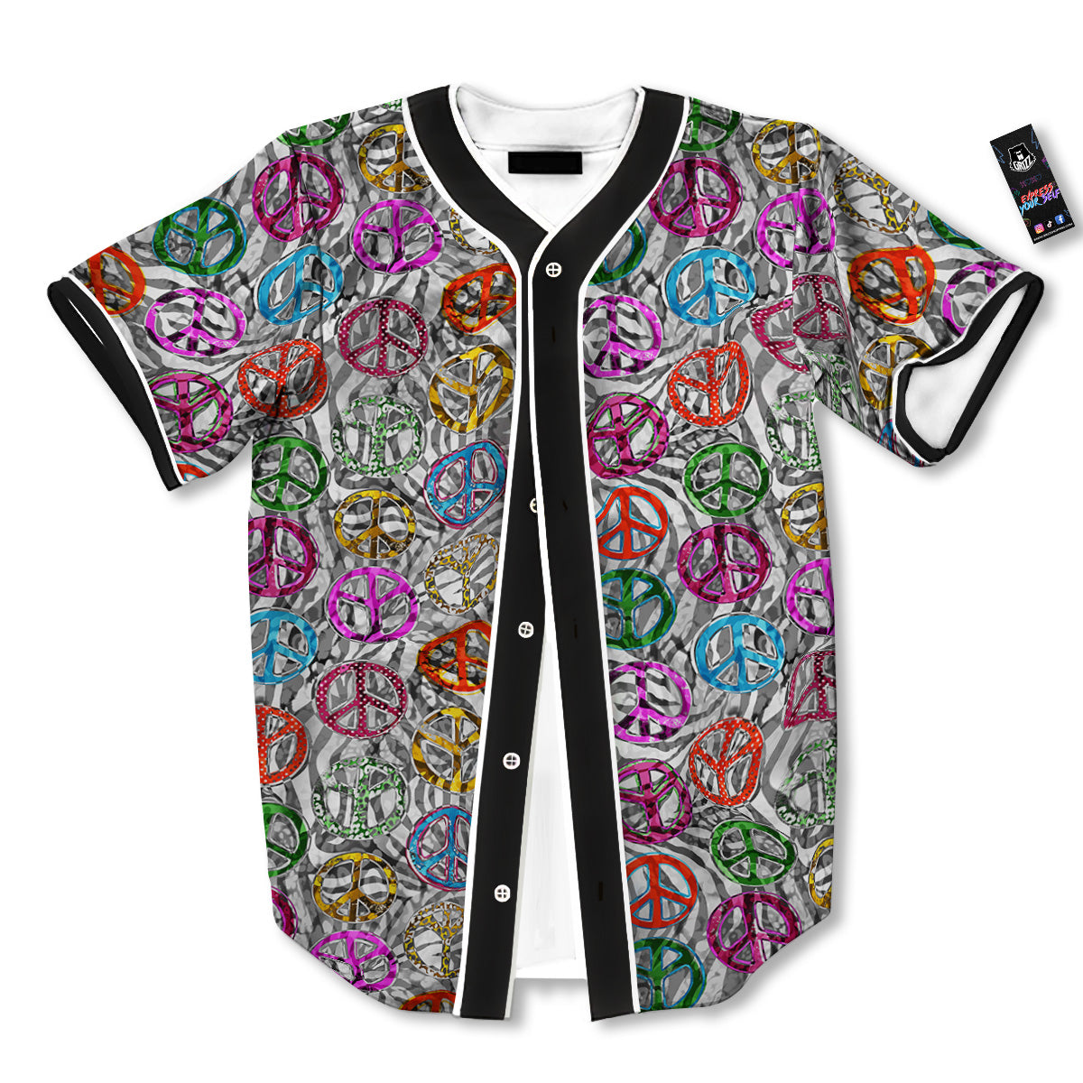 Peace Signs Zebra Print Pattern Baseball Jersey-grizzshop