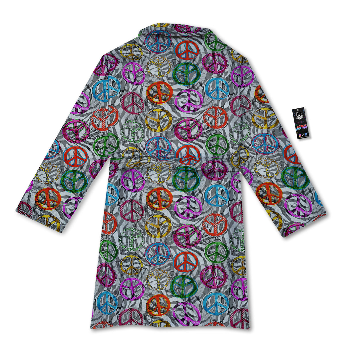 Peace Signs Zebra Print Pattern Bathrobe-grizzshop
