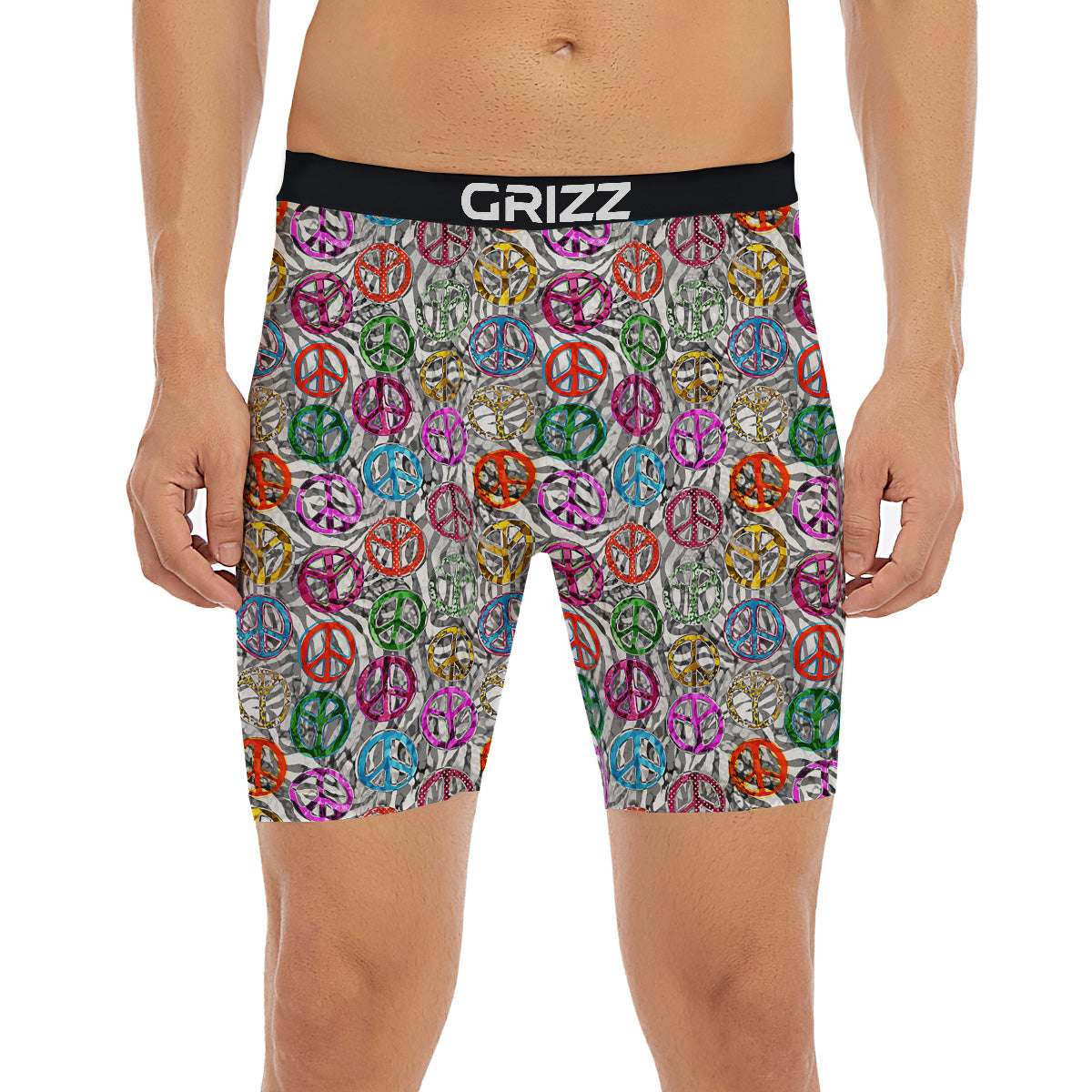 Peace Signs Zebra Print Pattern Boxer Briefs-grizzshop
