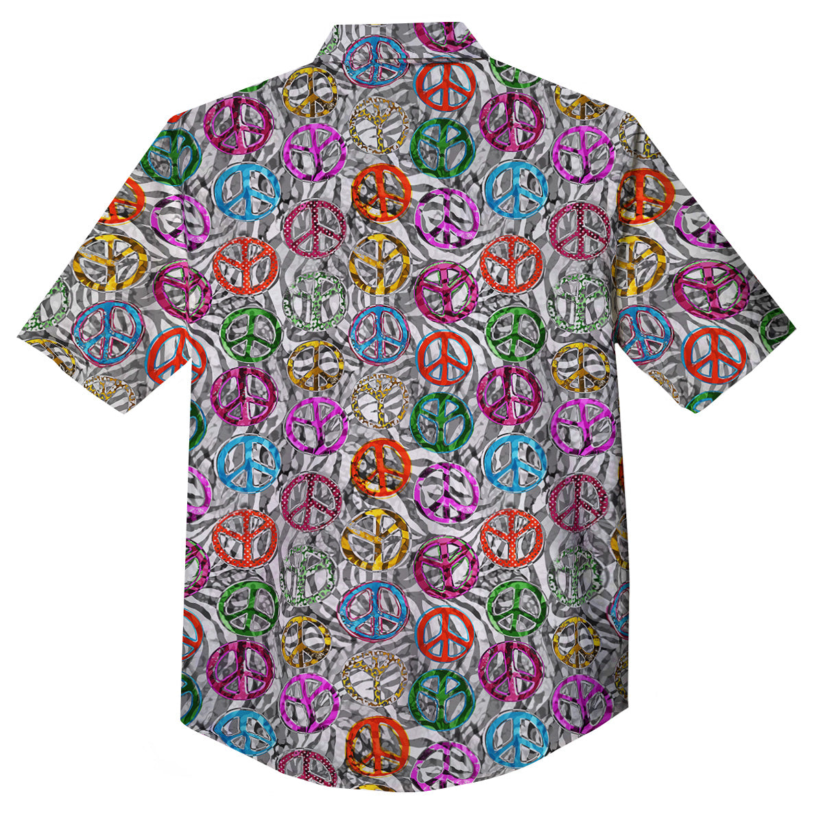 Peace Signs Zebra Print Pattern Button Up Shirt-grizzshop