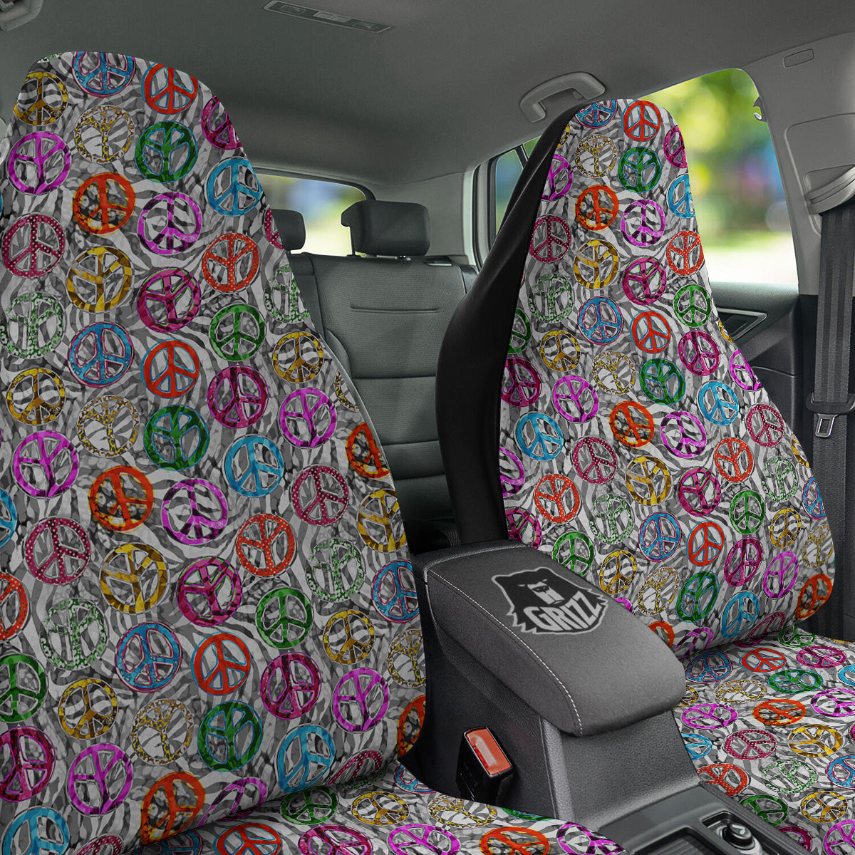 Peace Signs Zebra Print Pattern Car Seat Covers-grizzshop