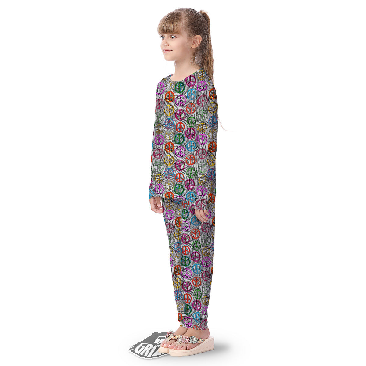 Peace Signs Zebra Print Pattern Kid's Pajamas-grizzshop