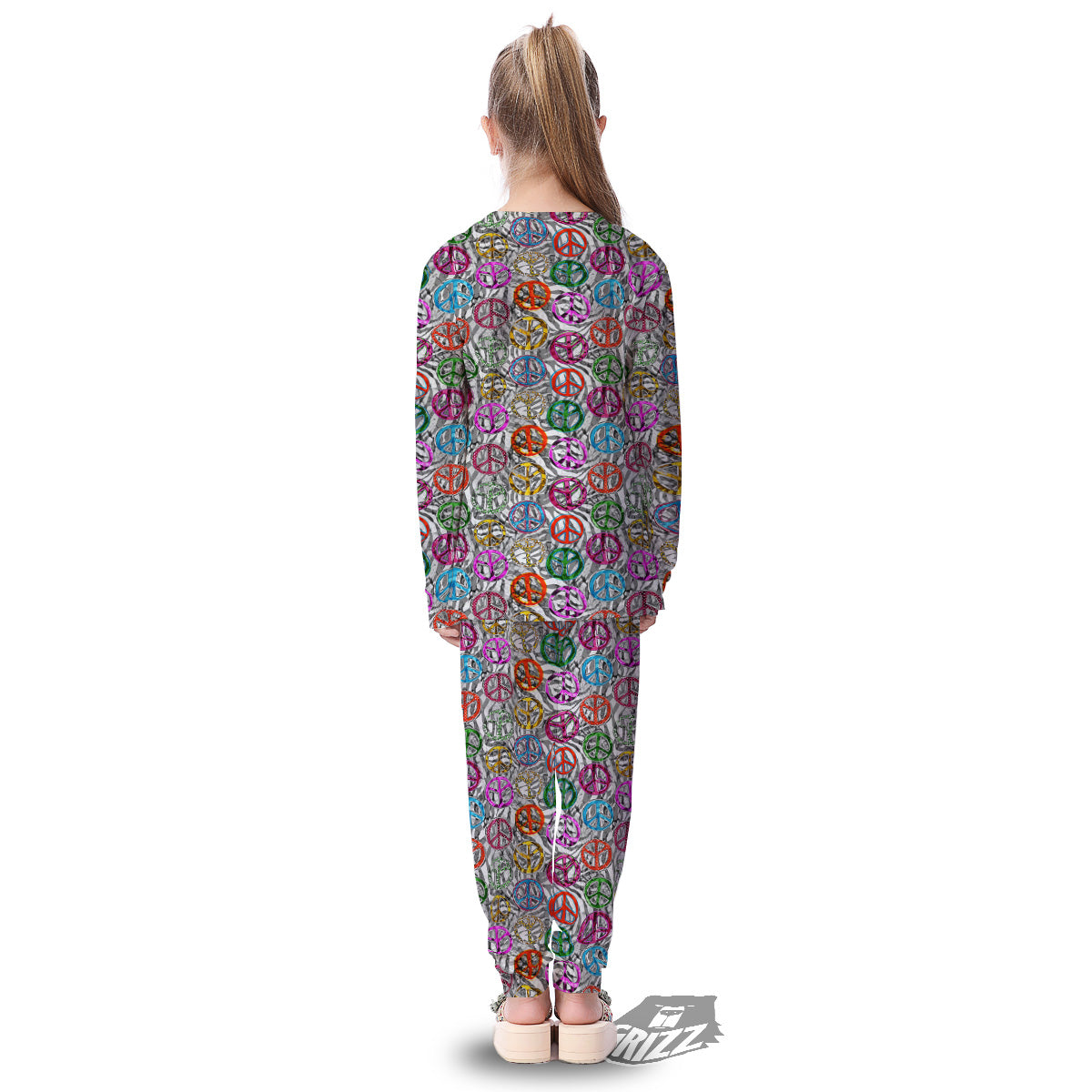 Peace Signs Zebra Print Pattern Kid's Pajamas-grizzshop