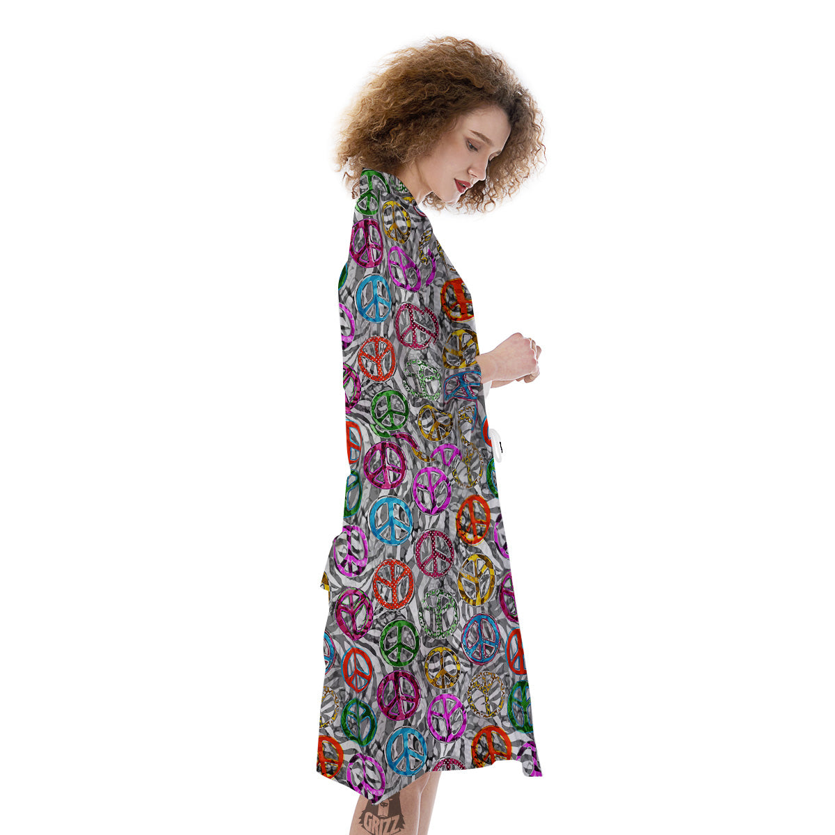 Peace Signs Zebra Print Pattern Kimono-grizzshop