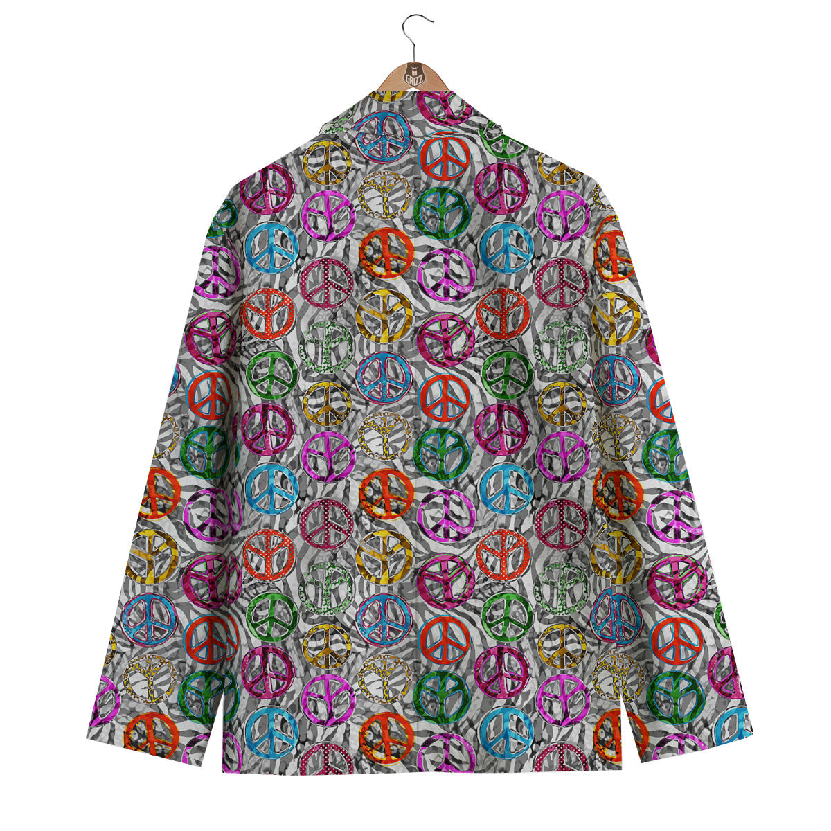Peace Signs Zebra Print Pattern Men's Blazer-grizzshop