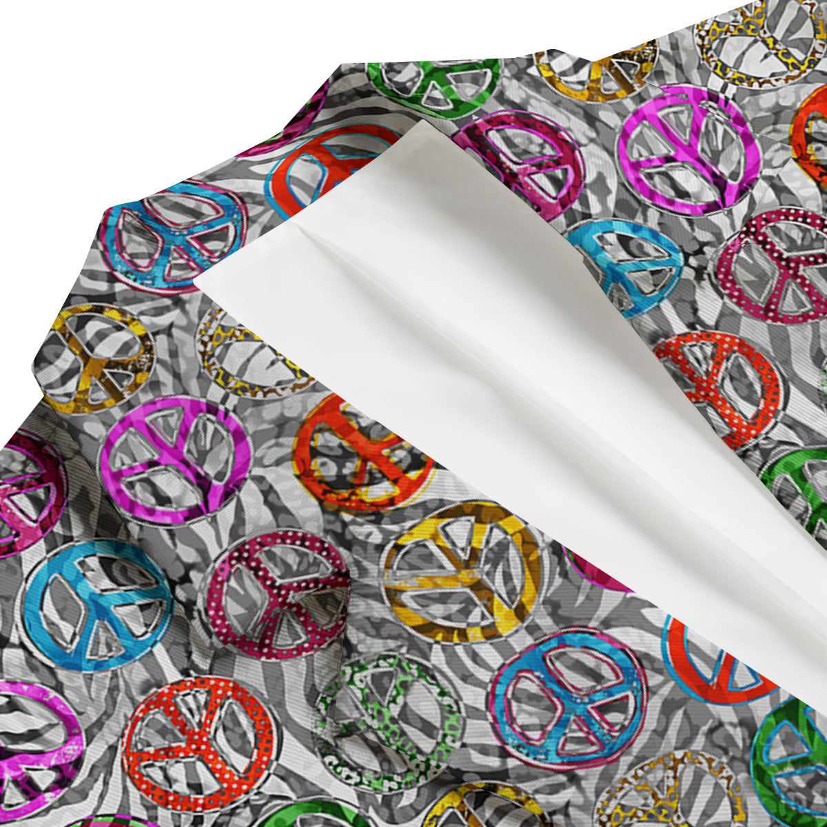 Peace Signs Zebra Print Pattern Men's Blazer-grizzshop