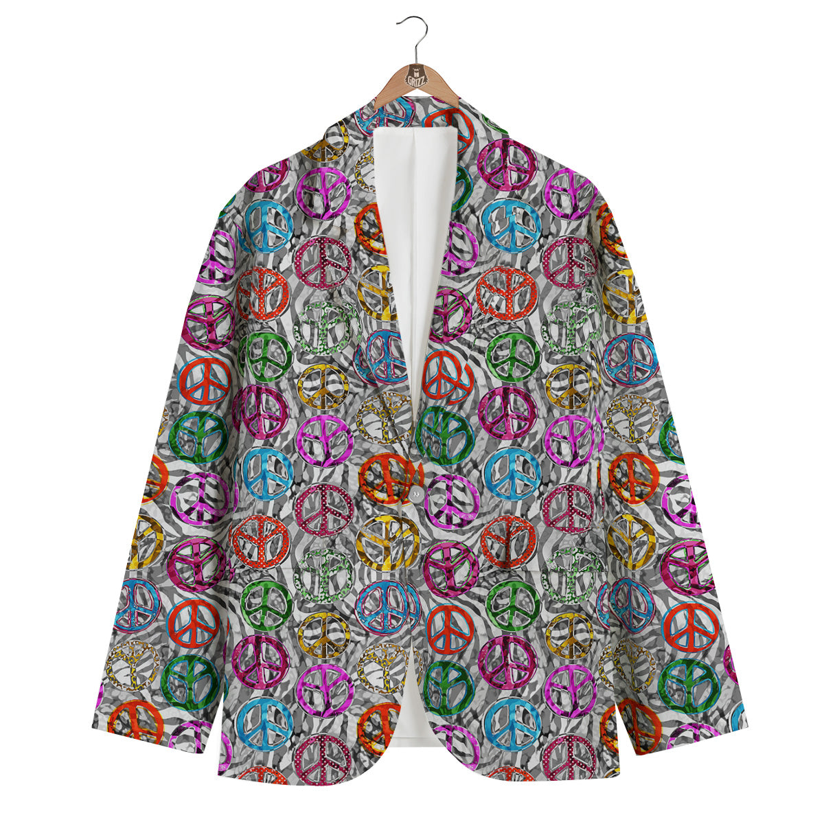 Peace Signs Zebra Print Pattern Men's Blazer-grizzshop
