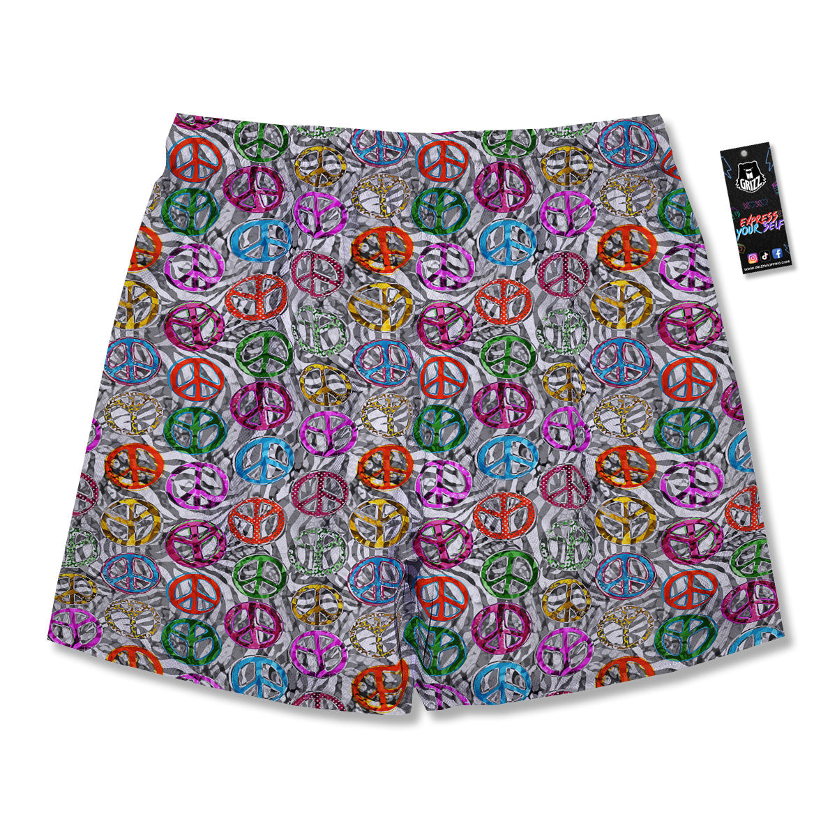 Peace Signs Zebra Print Pattern Men's Running Shorts-grizzshop