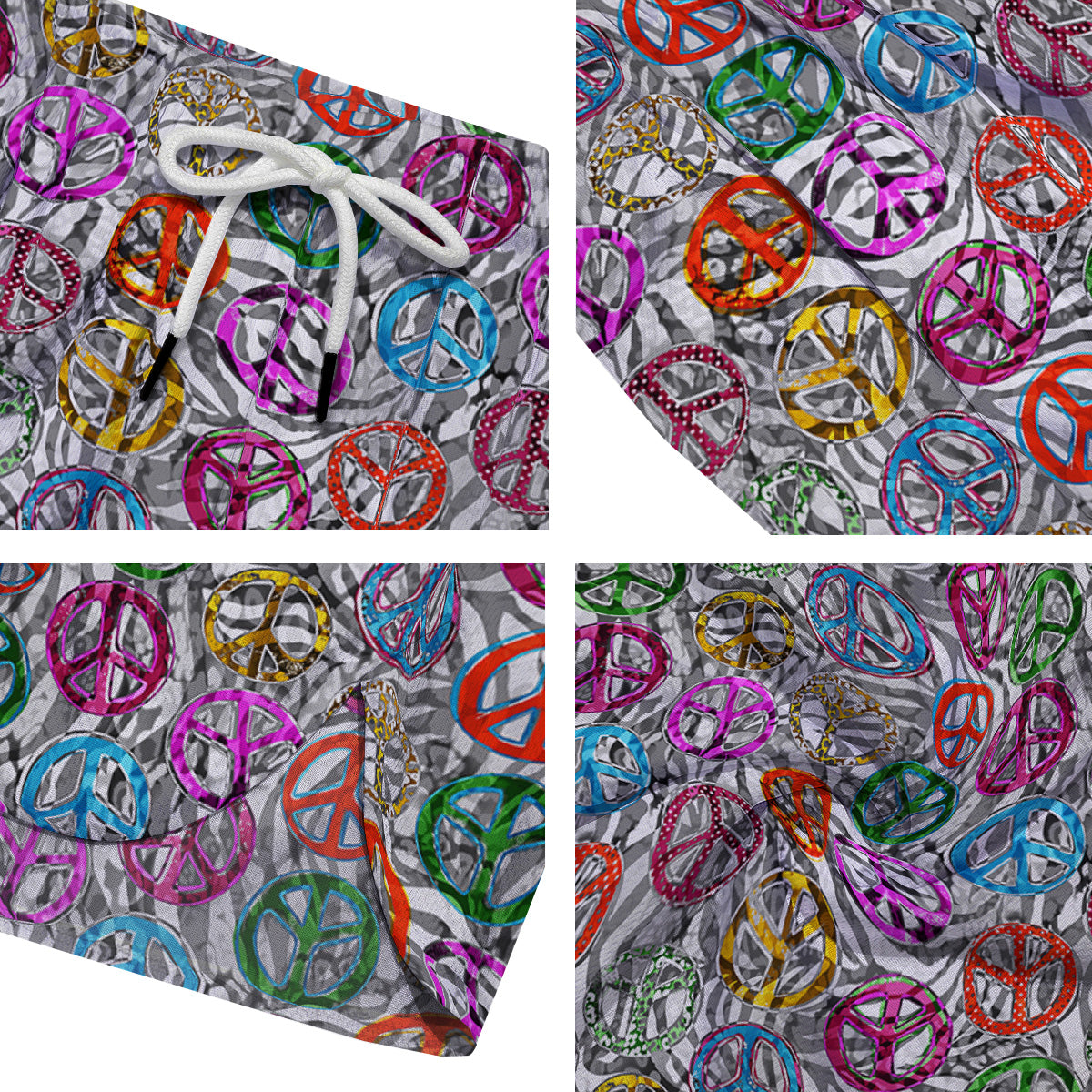 Peace Signs Zebra Print Pattern Men's Running Shorts-grizzshop