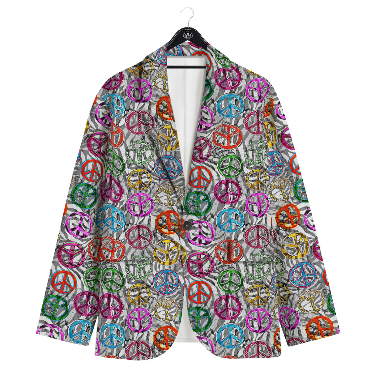 Peace Signs Zebra Print Pattern Men's Sport Coat-grizzshop