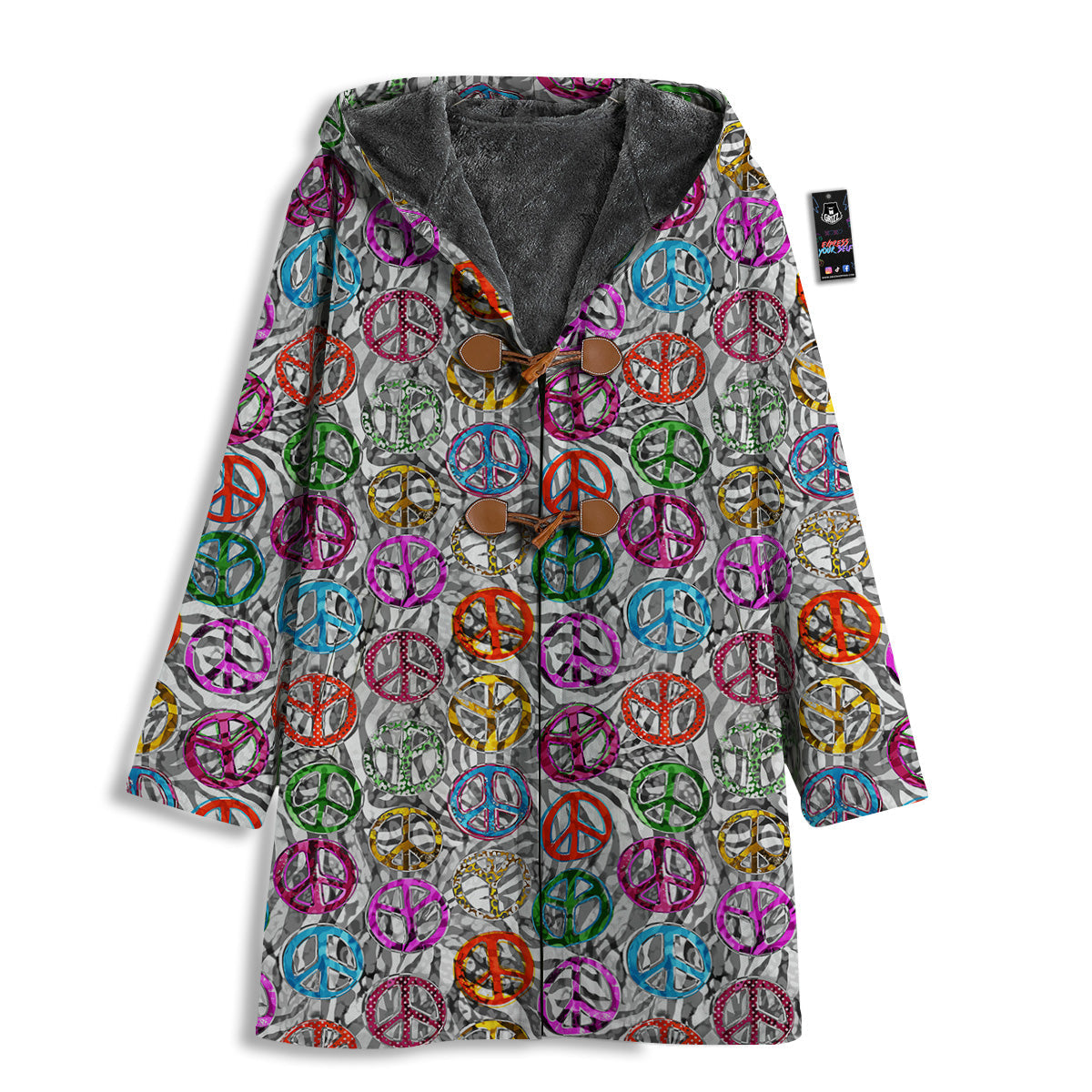 Peace Signs Zebra Print Pattern Men's Windbreaker Jacket-grizzshop