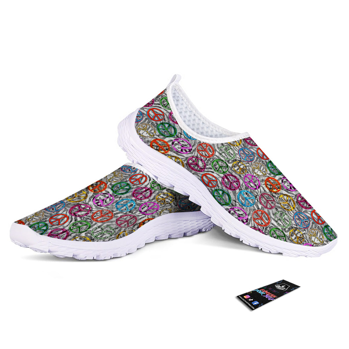 Peace Signs Zebra Print Pattern Nurse Shoes-grizzshop