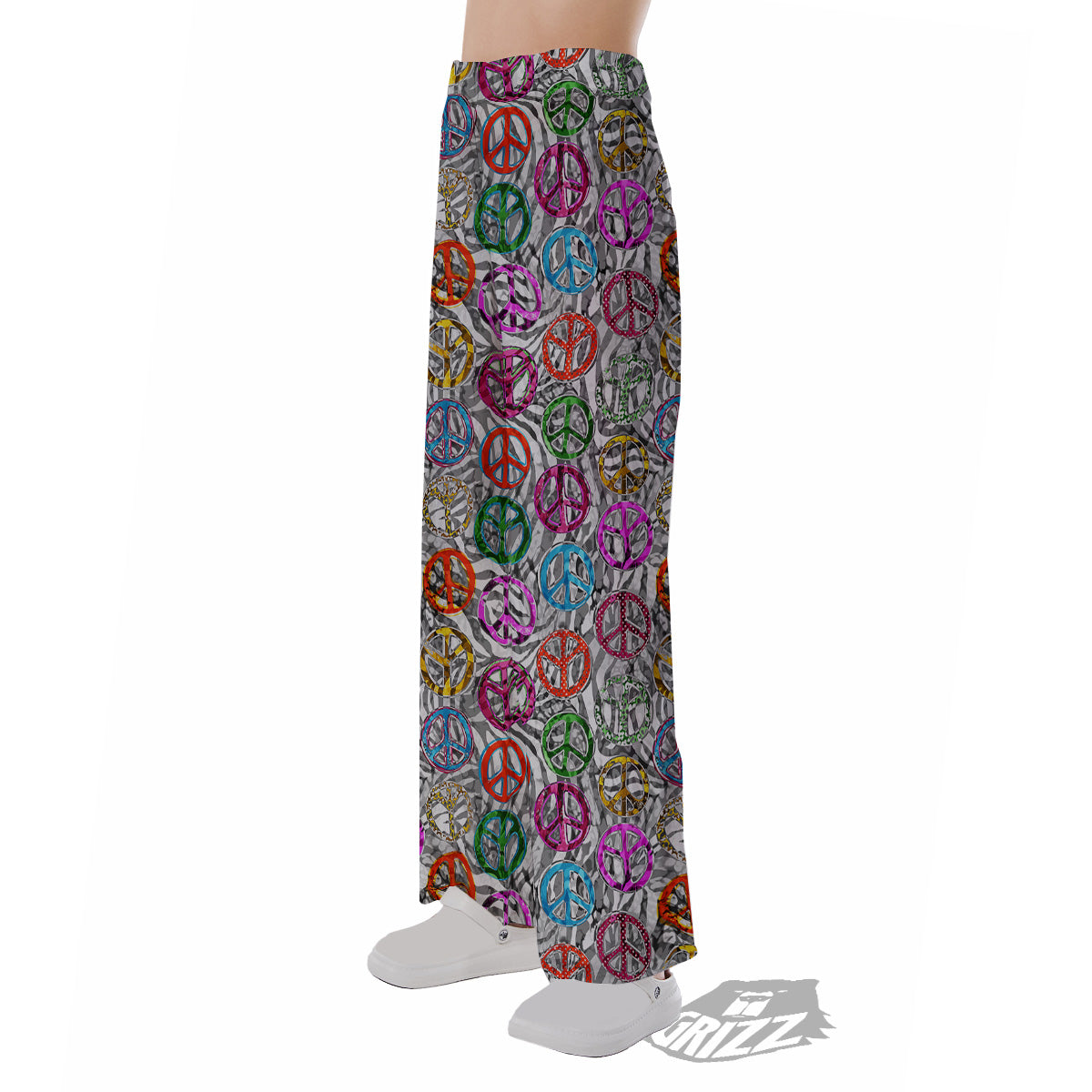 Peace Signs Zebra Print Pattern Pajama Pants-grizzshop