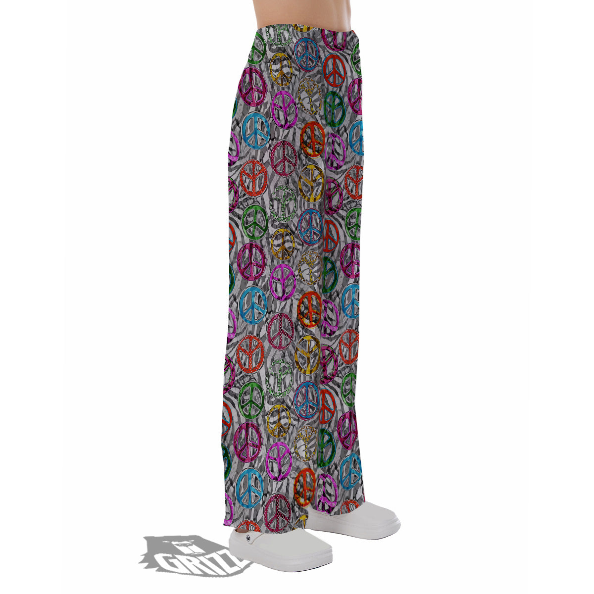 Peace Signs Zebra Print Pattern Pajama Pants-grizzshop