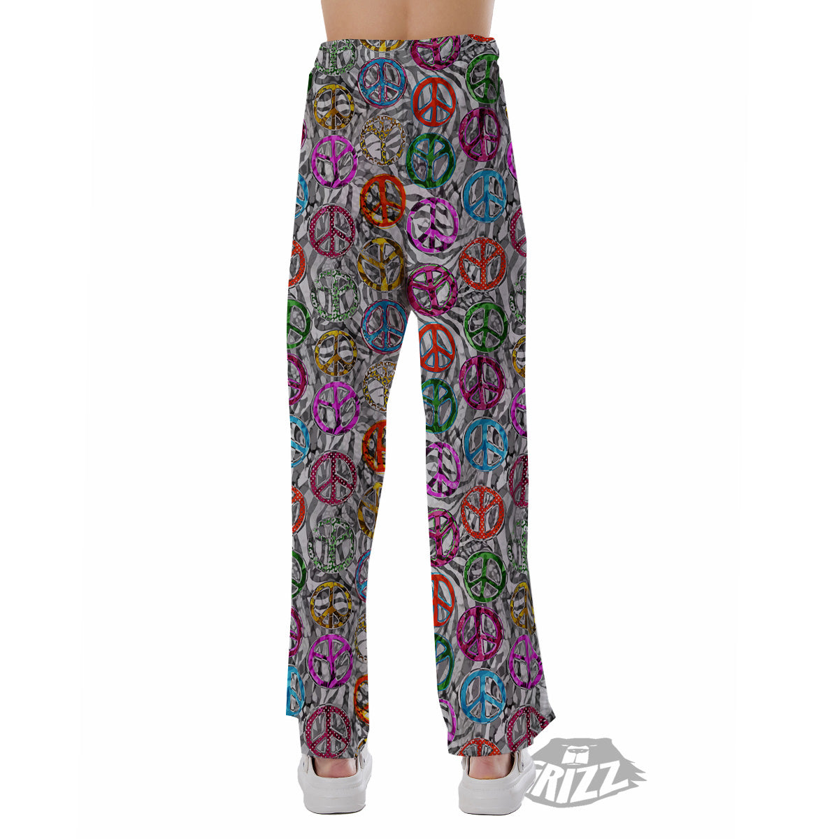 Peace Signs Zebra Print Pattern Pajama Pants-grizzshop