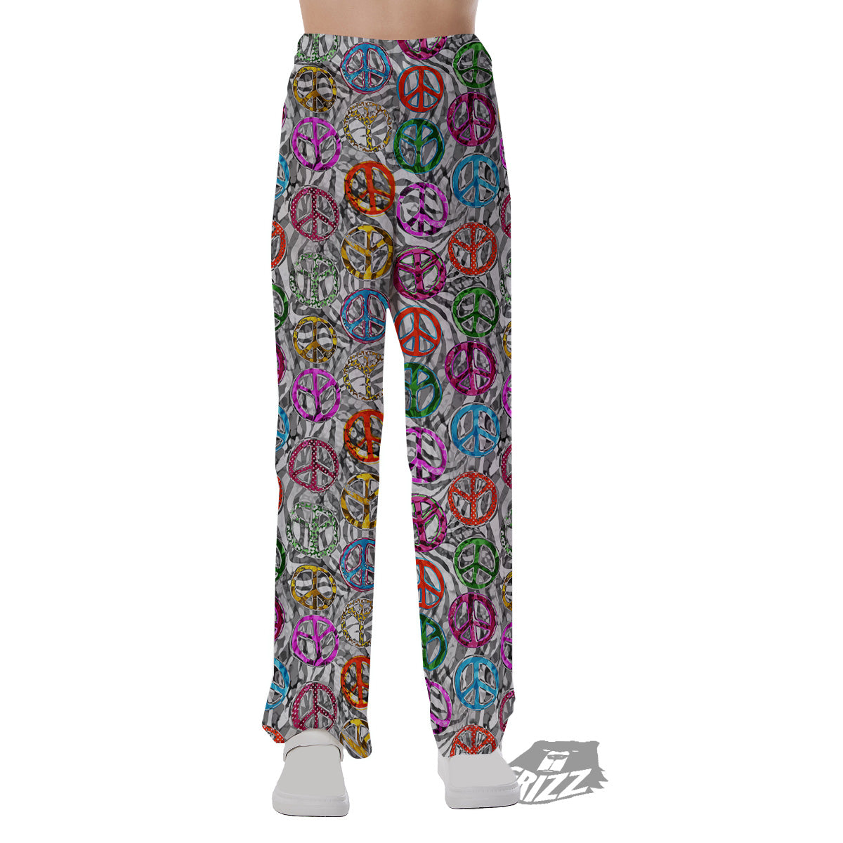 Peace Signs Zebra Print Pattern Pajama Pants-grizzshop