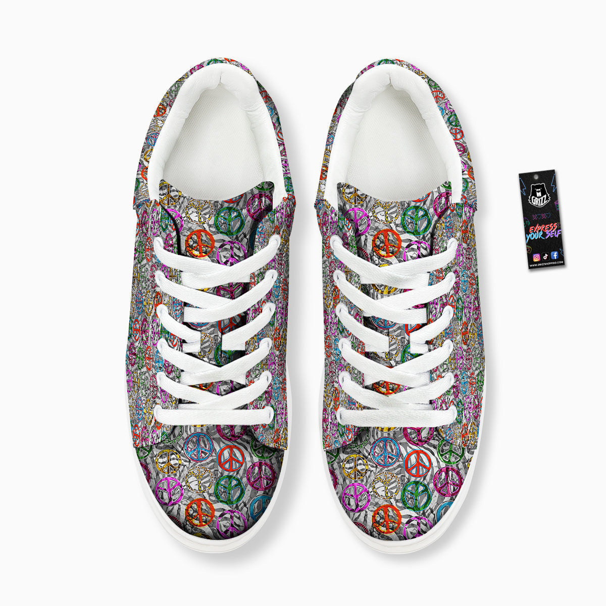 Peace Signs Zebra Print Pattern Platform Shoes-grizzshop