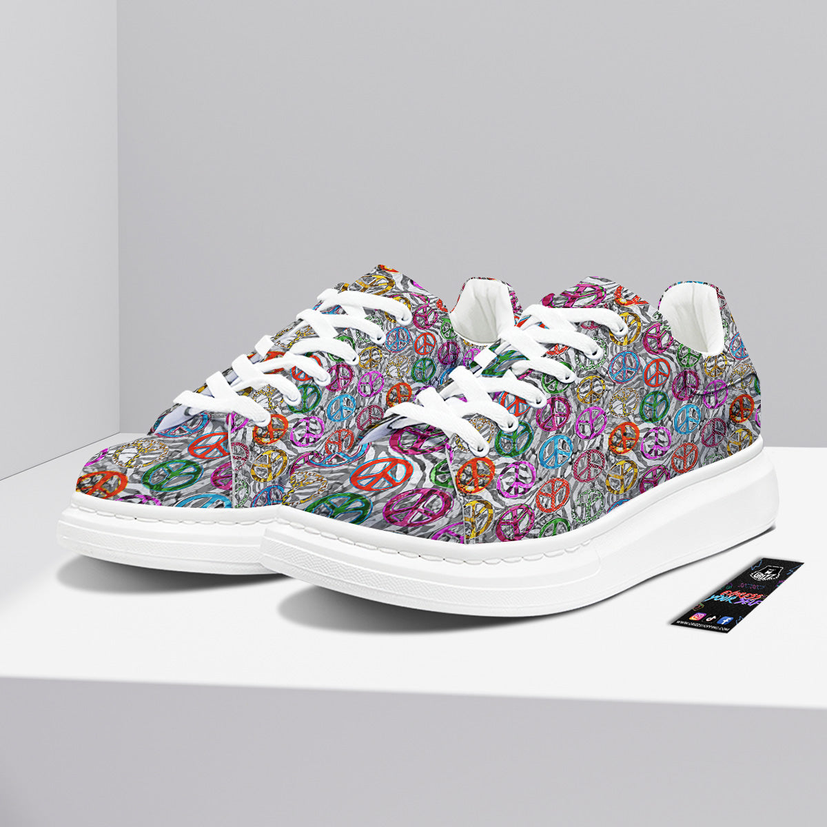 Peace Signs Zebra Print Pattern Platform Shoes-grizzshop