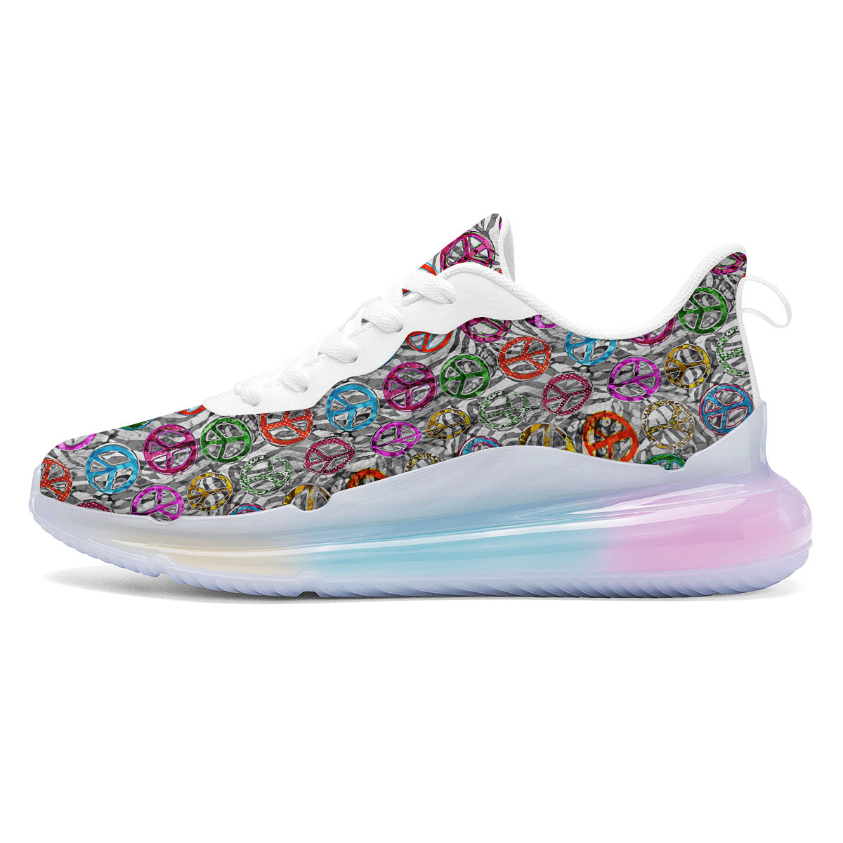 Peace Signs Zebra Print Pattern Running Sneakers-grizzshop