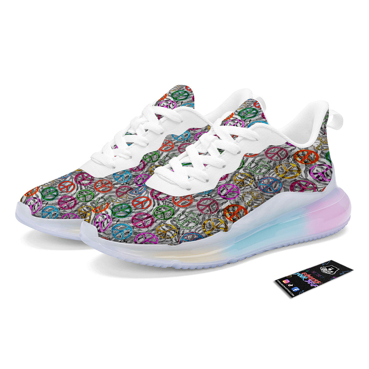 Peace Signs Zebra Print Pattern Running Sneakers-grizzshop