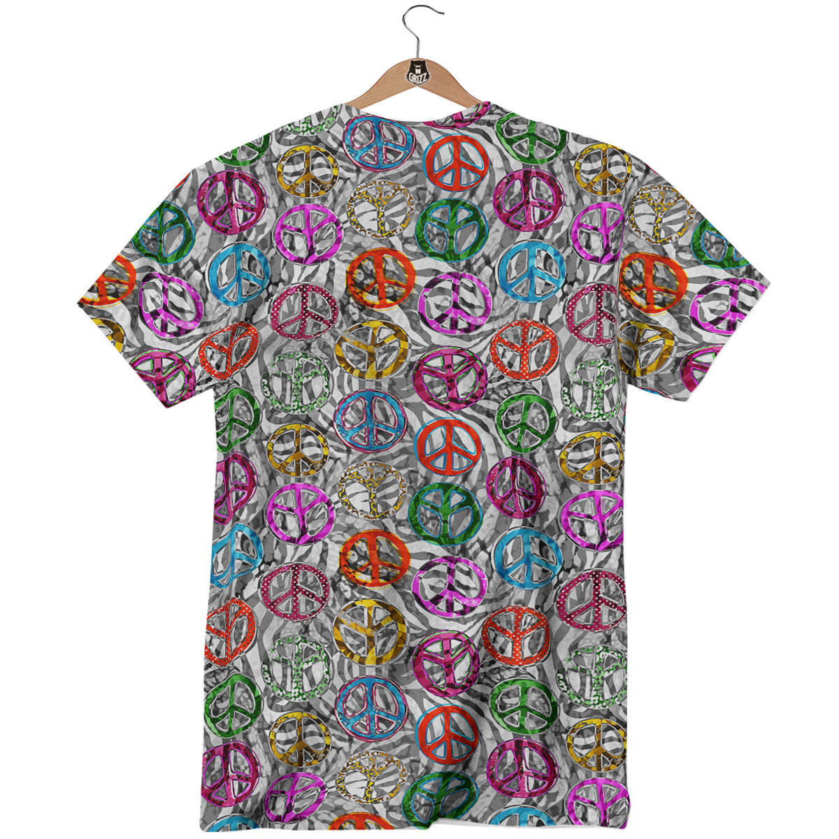 Peace Signs Zebra Print Pattern T-Shirt-grizzshop