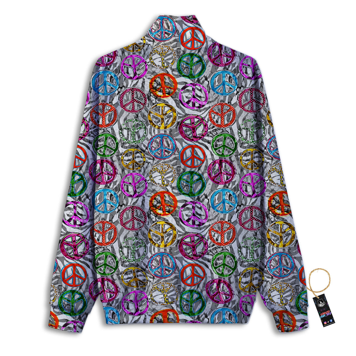 Peace Signs Zebra Print Pattern Track Jacket-grizzshop