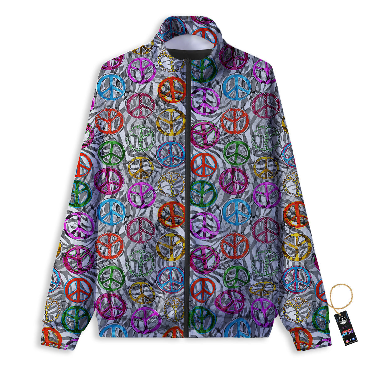 Peace Signs Zebra Print Pattern Track Jacket-grizzshop