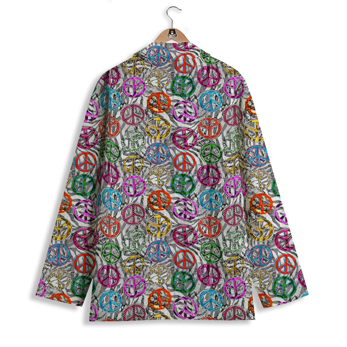 Peace Signs Zebra Print Pattern Women's Blazer-grizzshop