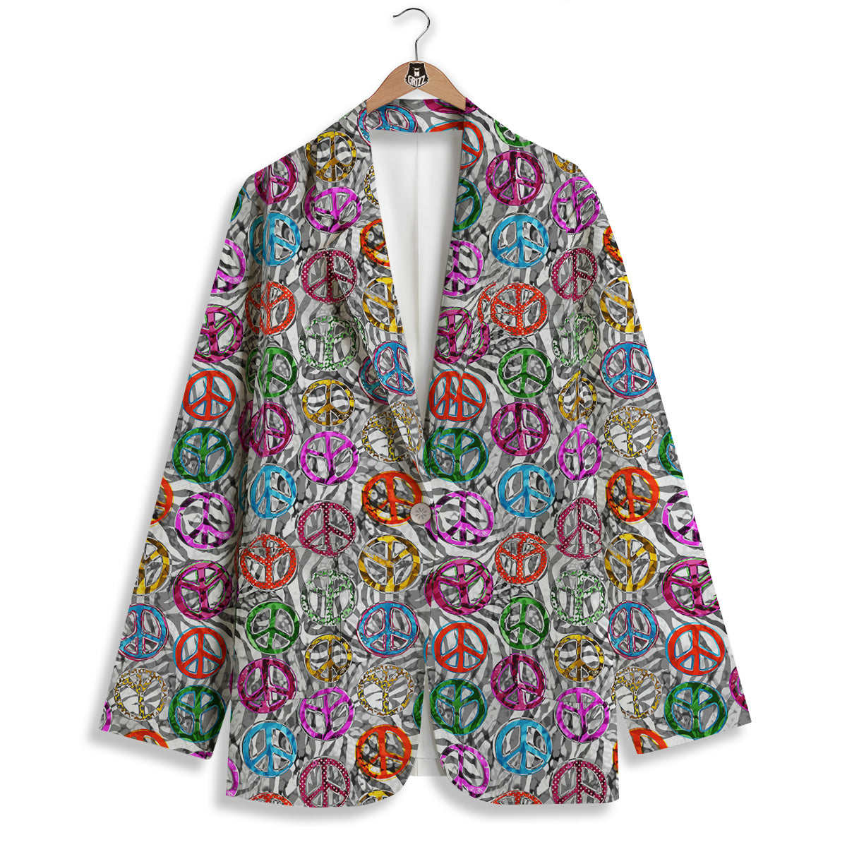 Peace Signs Zebra Print Pattern Women's Blazer-grizzshop